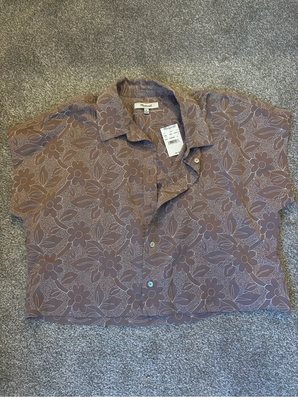 Madewell Floral Button-Up Shirt in Mauve Brown